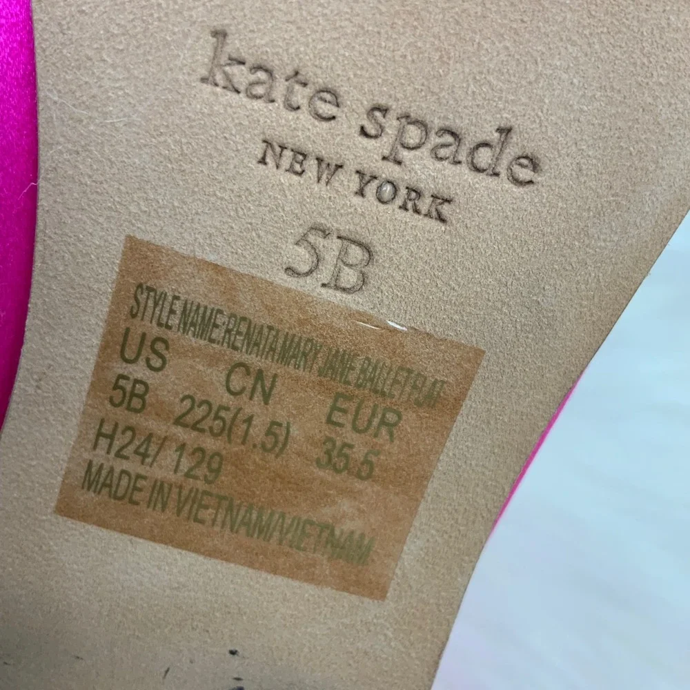 NEW Kate Spade Renata Hot Pink Satin Jewel Embellished Mary Jane Ballet Flats 5